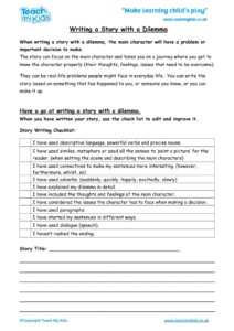 Worksheets for kids - writing-a-story-with-a-dilemma